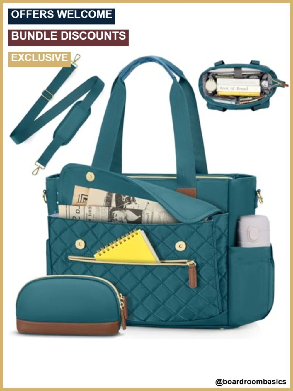 15.6" Laptop Tote Bag with 16 Pockets - Polyester Work Bag